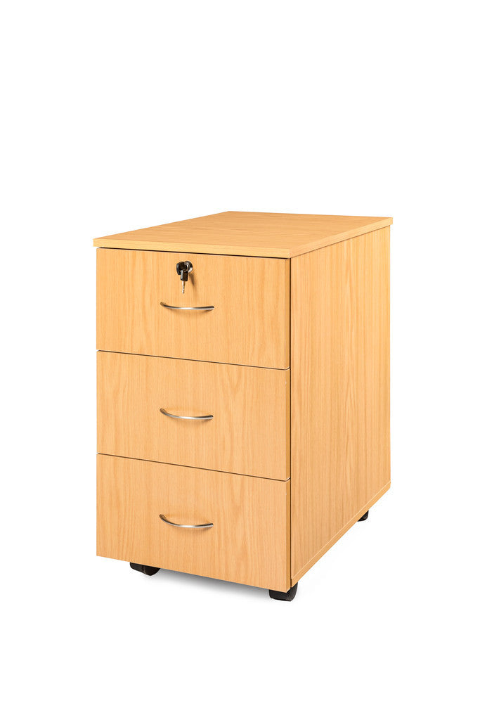 SUPER100 3 DRAWER MOBILE PEDESTAL OAK