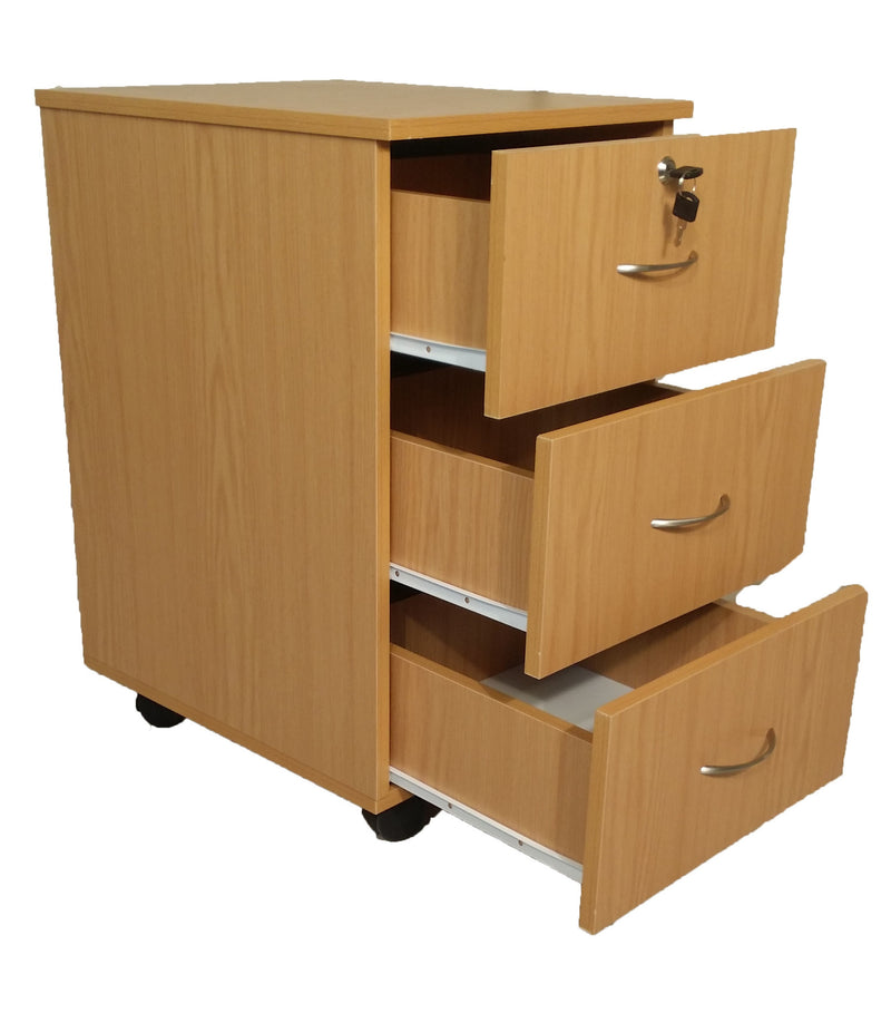 SUPER100 3 DRAWER MOBILE PEDESTAL OAK