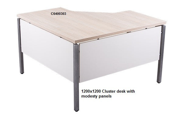 Cluster desk with modesty panels